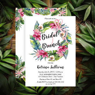 Invitation Feuilles tropicaux   Brunch nuptial rose
