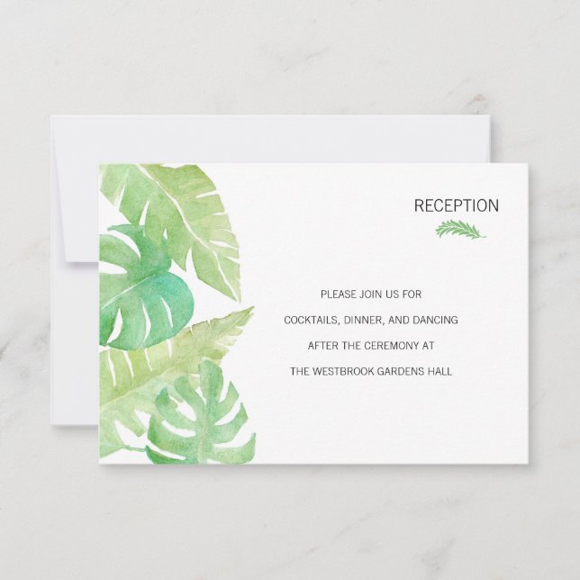 Invitation Feuilles tropicaux en aquarelle (Devant)