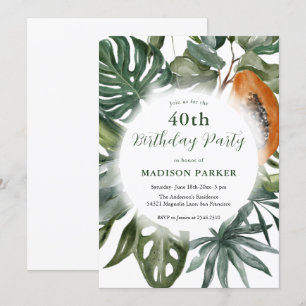 Invitation Feuilles tropicaux Wreath Anniversaire