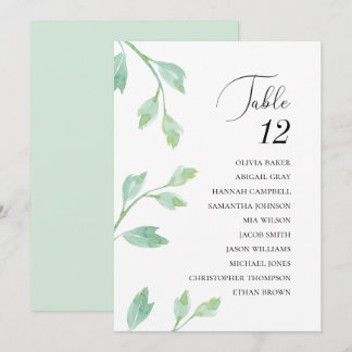 Invitation Feuilles turquoise élégantes. Plans de table de ma