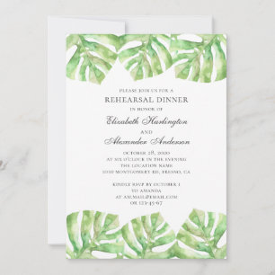 Invitation Feuilles verts exotiques. Dîner de répétition trop