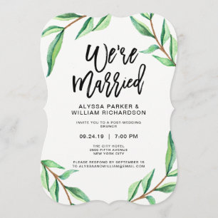 Invitation Feuilles verts minimalistes sur blanc Nous somme