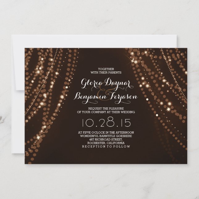 Invitation Feux à cordes Arrière-plan Mariage campagnard rust (Devant)