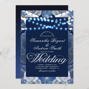 Invitation Feux à cordes Mariage élégant bleu
