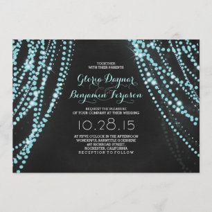 Invitation Feux à cordes Mariage Turquoise Chalk de fond
