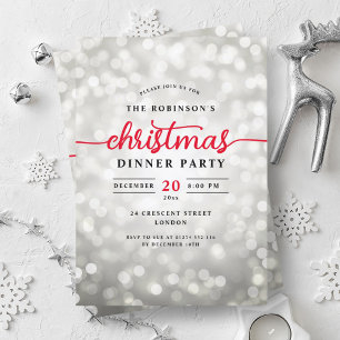 Invitation Feux d'argent glamour Dîner de Noël