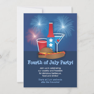 Invitation Feux d'artifice et 4 juillet alimentaire Invitatio