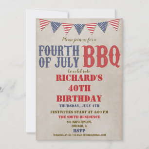 Invitation Feux d'artifice rustiques Anniversaire Tout âge 4