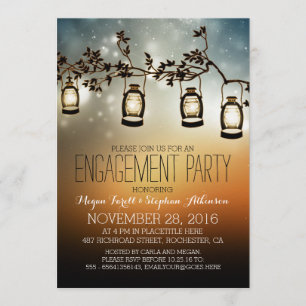 Invitation feux de jardin rustiques - fête de fiançailles des