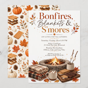 Invitation Feux de joie, couvertures et S'mores