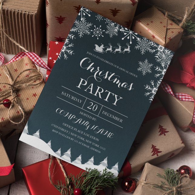 Invitation Feux de neige avec Noël d'entreprise Père Noël (Créateur téléchargé)