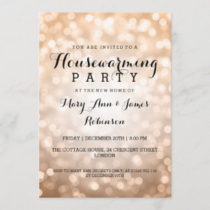 Invitation Feux de Parties scintillant en cuivre de la fête d
