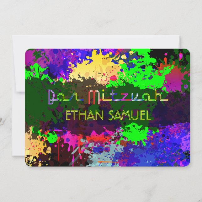 Invitation Feux néons PixDezines/grunge urbain/bar mitzvah (Devant)