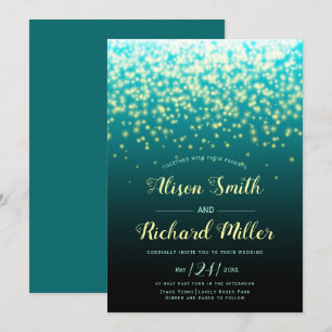 Invitation Feux pétillantes turquoise bleu mariage d'hiver in