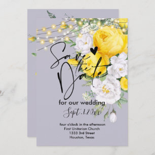 Invitation Feux rustiques Jaune enregistrer la date