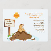 Février Jour de la marmotte Anniversaire Fête Invi