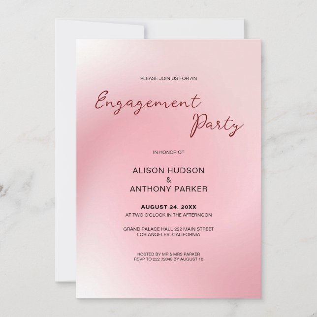 Invitation Fiançailles Arrière - plan rose Ombre (Devant)