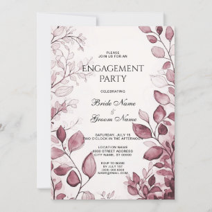 Invitation Fiançailles aux feuilles rouges modernes