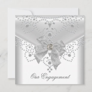 Invitation fiançailles  Blanc Revêtement Argent Re