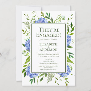 Invitation Fiançailles Blue Hydrangeas