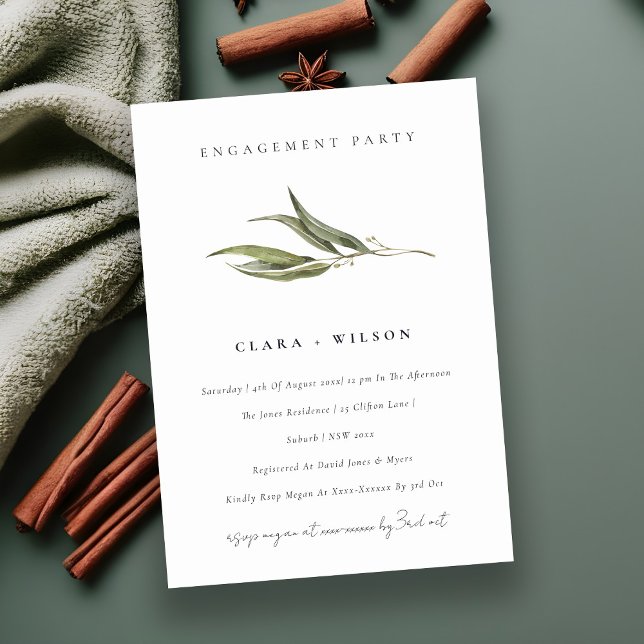 Invitation Fiançailles botanique simple d'Eucalyptus (Créateur téléchargé)