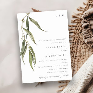 Invitation Fiançailles botanique simple d'Eucalyptus