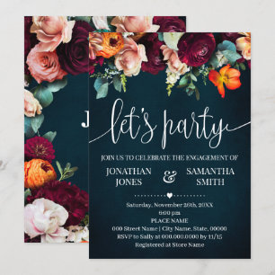 Invitation Fiançailles Célébration Fleurs de vin Mariage de l