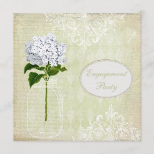Invitation Fiançailles chic minable de pot et d'hortensia de
