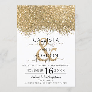 Invitation Fiançailles Confetti de Parties scintillant blanch