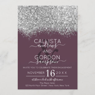 Invitation Fiançailles Confetti Parties scintillant violet ar