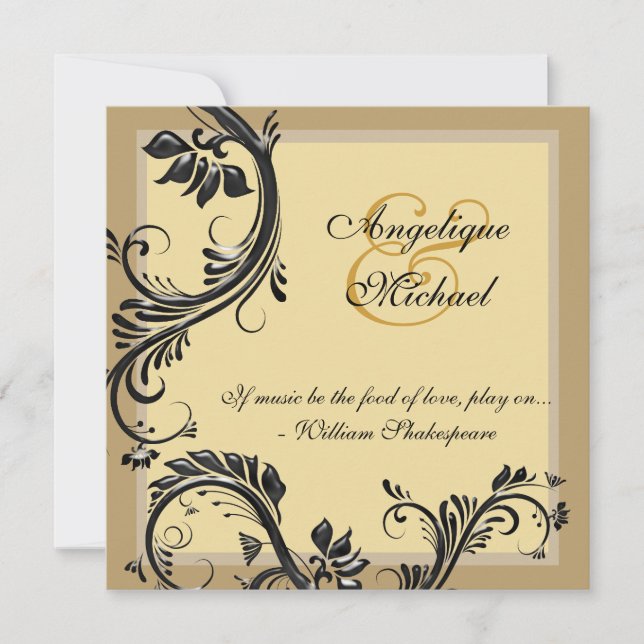 Invitation fiançailles d'anniversaire Brown des mariages noir (Devant)