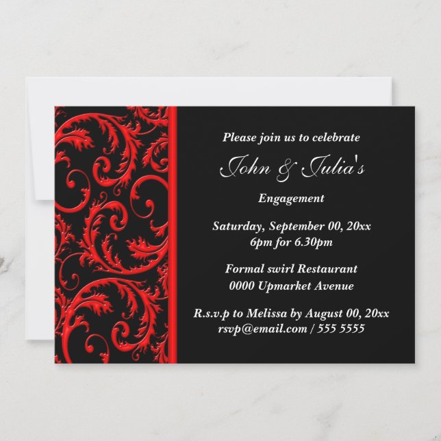 Invitation fiançailles d'anniversaire de la tourbillon rouge  (Devant)