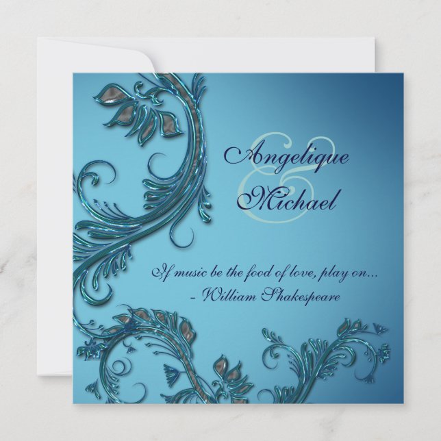 Invitation fiançailles d'anniversaire de mariage bleu et élég (Devant)