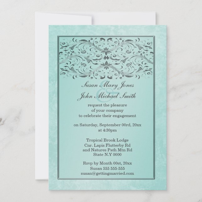 Invitation Fiançailles d'anniversaire du mariage gris bleu (Devant)