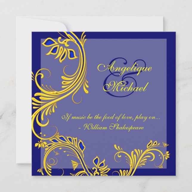Invitation fiançailles d'anniversaire du mariage jaune bleu (Devant)
