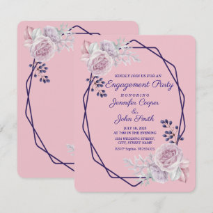 Invitation Fiançailles de cadre géométrique violet rose