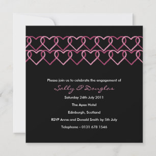 Invitation Fiançailles de coeur d'amour - noir