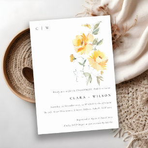 Invitation Fiançailles  de  de Rose d'aquarelle jaune