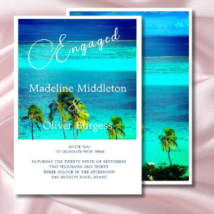 Invitation Fiançailles de destination Océan Tropical Bleu