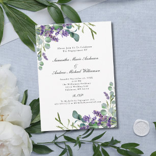 Invitation Fiançailles de fleurs botaniques à la lavande et à