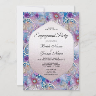 Invitation Fiançailles de fleurs colorées Pearly G