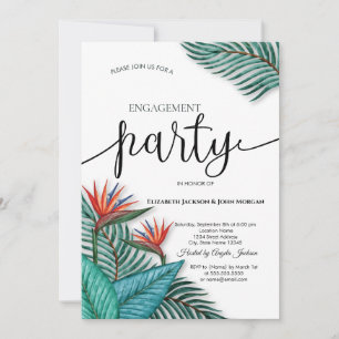 Invitation Fiançailles de fleurs exotiques tropicales