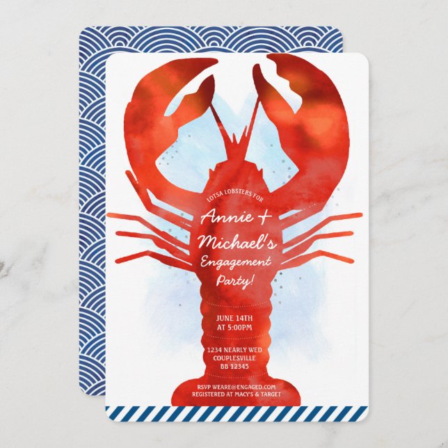 Invitation Fiançailles de homard (Devant / Derrière)