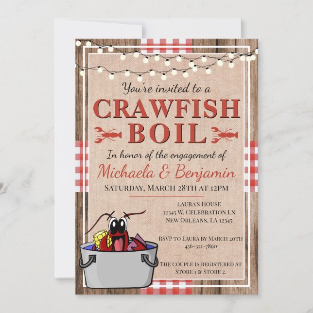 Invitation Fiançailles de la fête du homard de la langouste R (Devant)