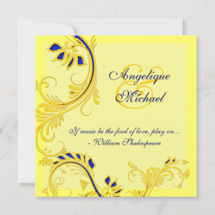 Invitation fiançailles de l'anniversaire du mariage bleu jaun