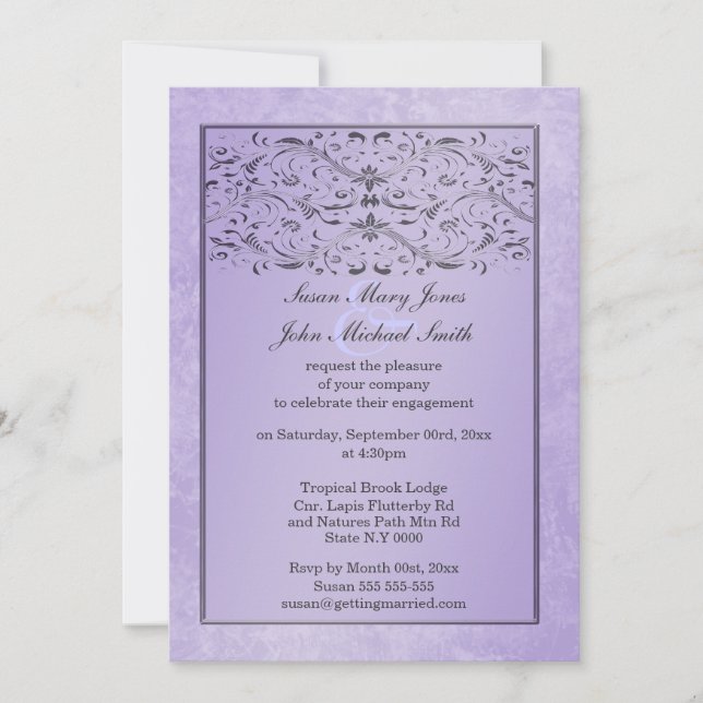 Invitation fiançailles de l'anniversaire du mariage gris pour (Devant)
