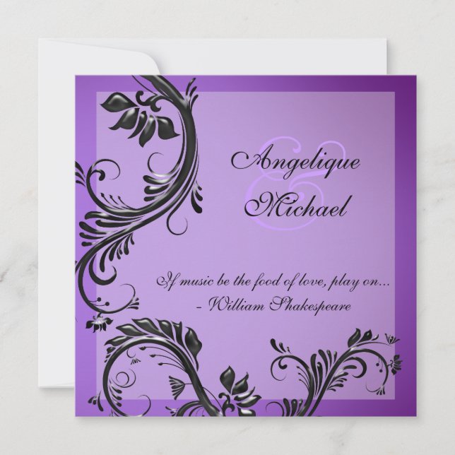 Invitation fiançailles de l'anniversaire du mariage noir pour (Devant)