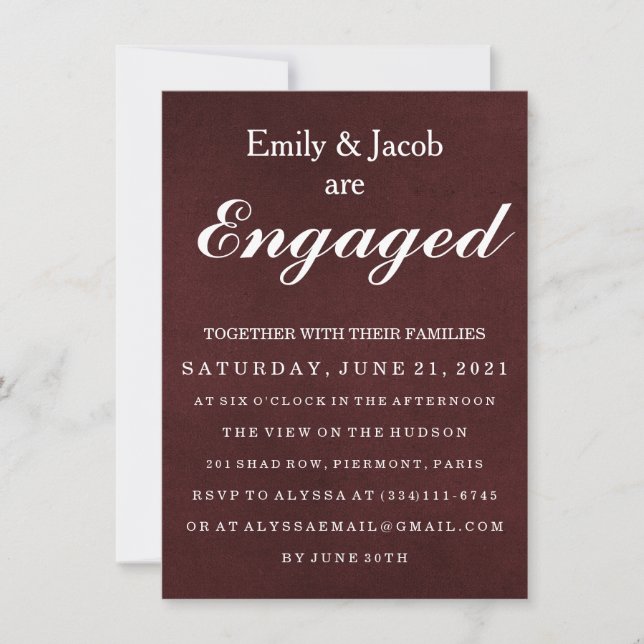 Invitation Fiançailles de mariage élégant en marbre Invitatio (Devant)
