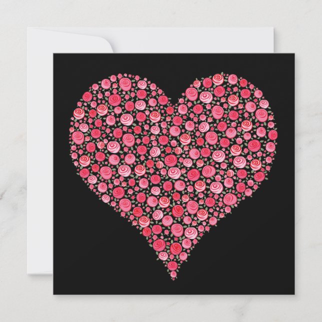 Invitation Fiançailles de mariage rose Roses Coeur (Devant)