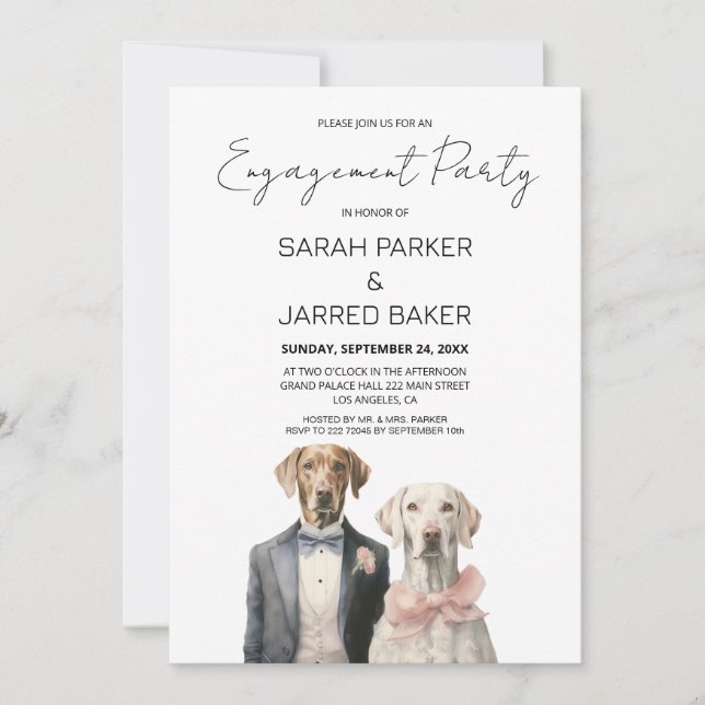 Invitation Fiançailles de mariée et de chambre de chien (Devant)